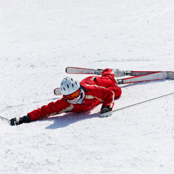 Photo of a fallen skier.