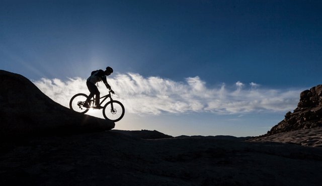 Silhouette of bicyclist.