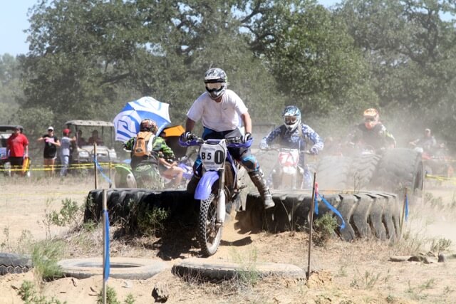 Jerrod competing in a dirt biking race.