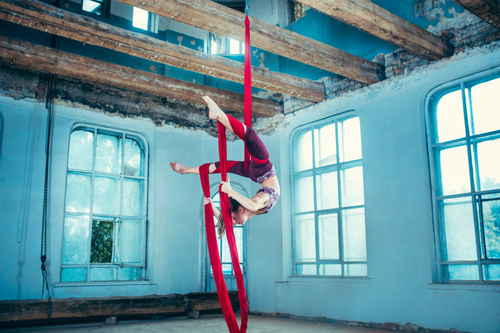 Aerial artist performing.